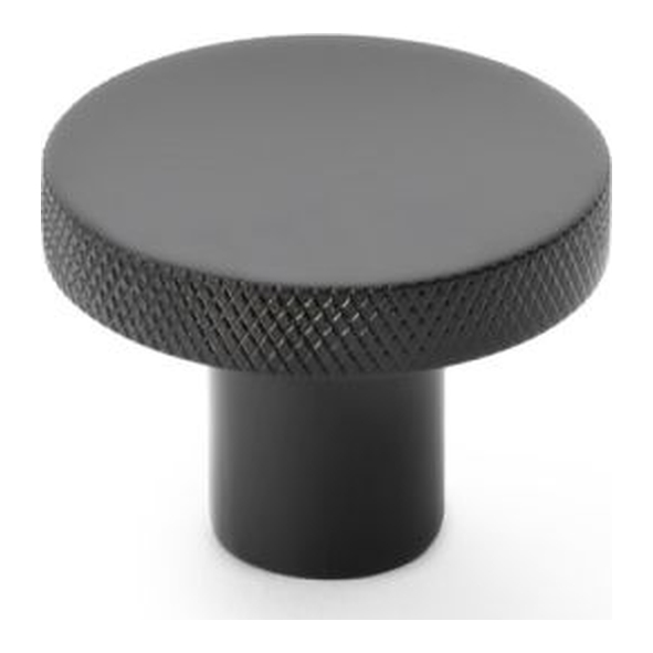 AW802-38-BL • 38mm • Black • Alexander & Wilks Hanover Knurled Circular Cabinet Knob