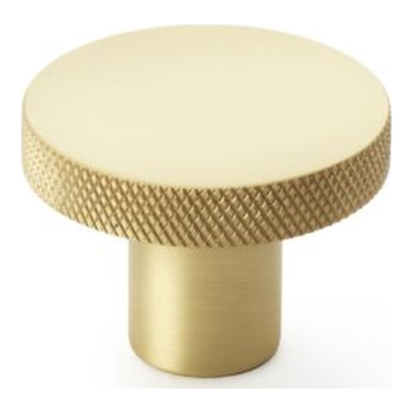 AW802-38-SB • 38mm • Satin Brass • Alexander & Wilks Hanover Knurled Circular Cabinet Knob