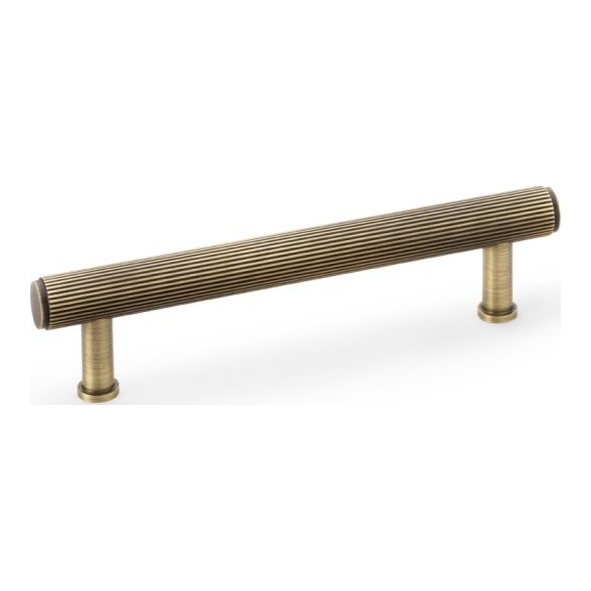 AW809R-128-AB • 128mm c/c • Antique Brass • Alexander & Wilks Reeded T-Bar Cabinet Pull Handle