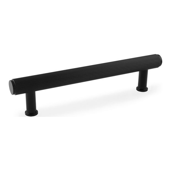 AW809R-128-BL • 128mm c/c • Matt Black • Alexander & Wilks Reeded T-Bar Cabinet Pull Handle