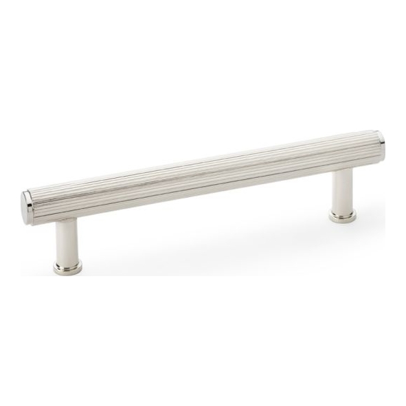 AW809R-128-PN • 128mm c/c • Polished Nickel • Alexander & Wilks Reeded T-Bar Cabinet Pull Handle