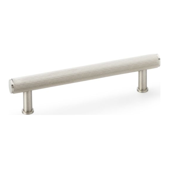 AW809R-128-SN • 128mm c/c • Satin Nickel • Alexander & Wilks Reeded T-Bar Cabinet Pull Handle