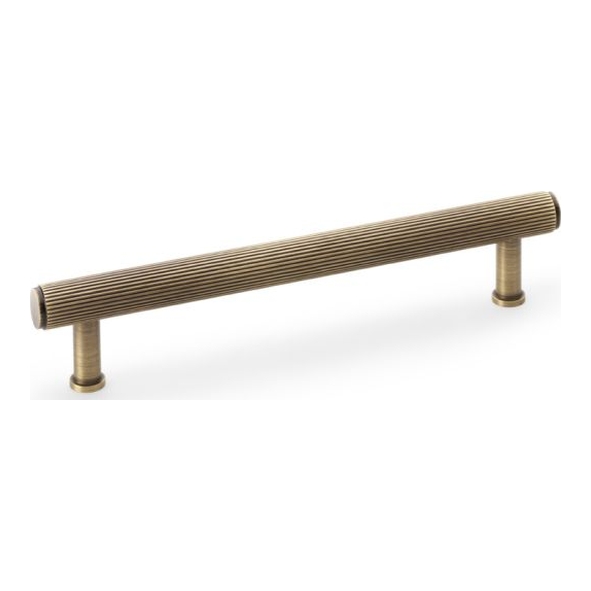 AW809R-160-AB • 160mm c/c • Antique Brass • Alexander & Wilks Reeded T-Bar Cabinet Pull Handle