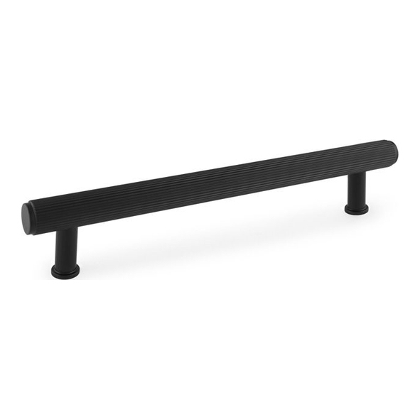 AW809R-160-BL • 160mm c/c • Matt Black • Alexander & Wilks Reeded T-Bar Cabinet Pull Handle