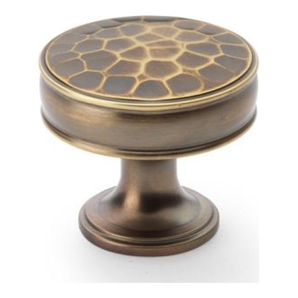 AW818-38-AB • 38mm • Antique Brass • Alexander & Wilks Leila Hammered Cabinet Knob