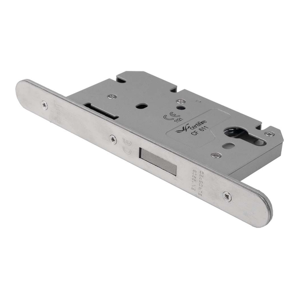 DLS0060EPSSS/R  085mm [060mm]  Satin Stainless  Radiused  Architectural Euro Standard Deadlock Case