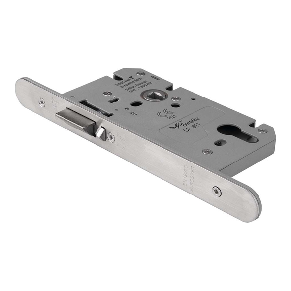 DLS7260NLASSS/R  085mm [060mm]  Satin Stainless  Radiused  Architectural Euro Standard Nightlatch Case c/w Anti-Thrust