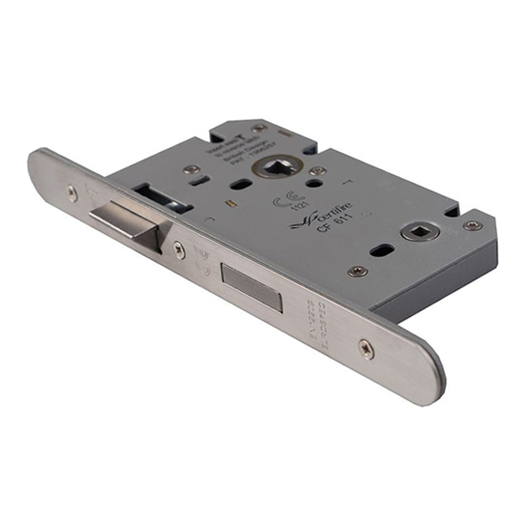 DLS7860WCSSS/R  085mm [060mm]  Satin Stainless  Radiused  Architectural Euro Standard Bathroom Lock